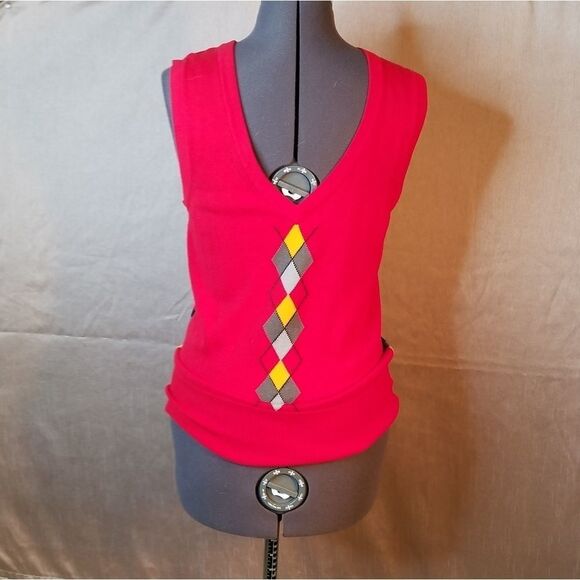 ARIZONA‎ JEANS COMPANY Cabaret Red Argyle V… - Picture 1 of 8